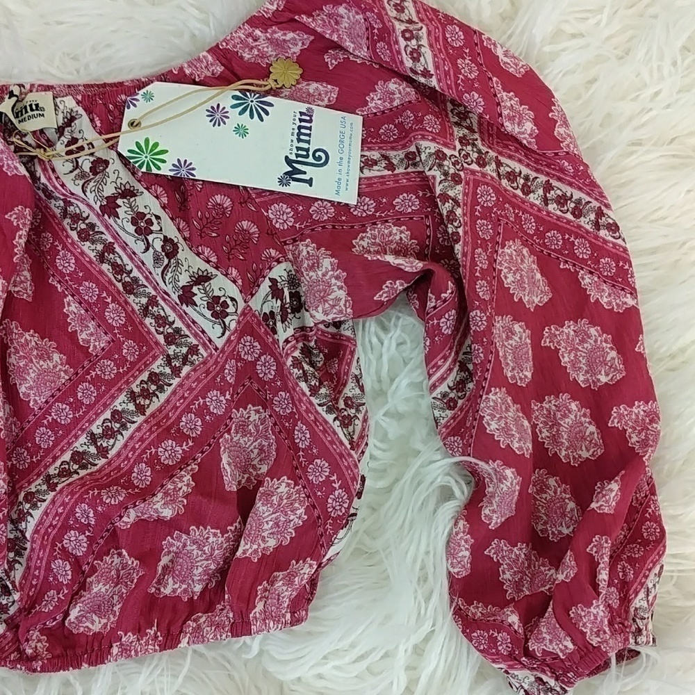 Show Me Your Mumu off shoulder floral print crop top M NWT - Picture 3 of 6